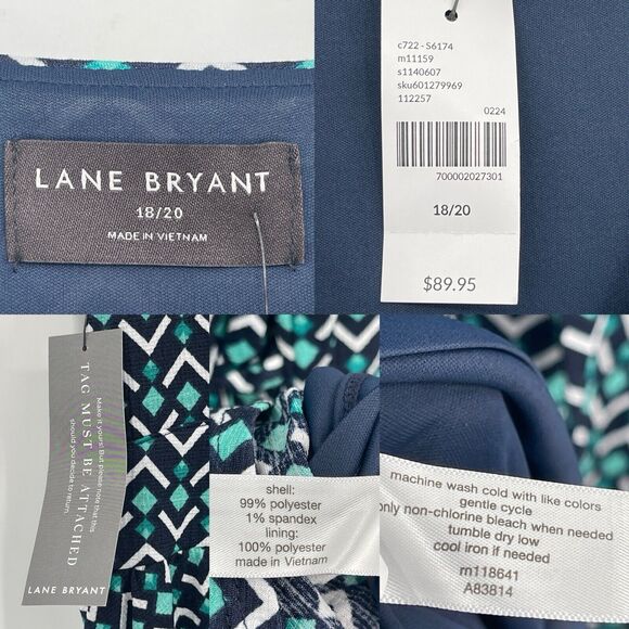 Lane Bryant Womens Dress Size 18/20 Lena Surplice Flutter Sleeve Knee Length - Picture 7 of 10